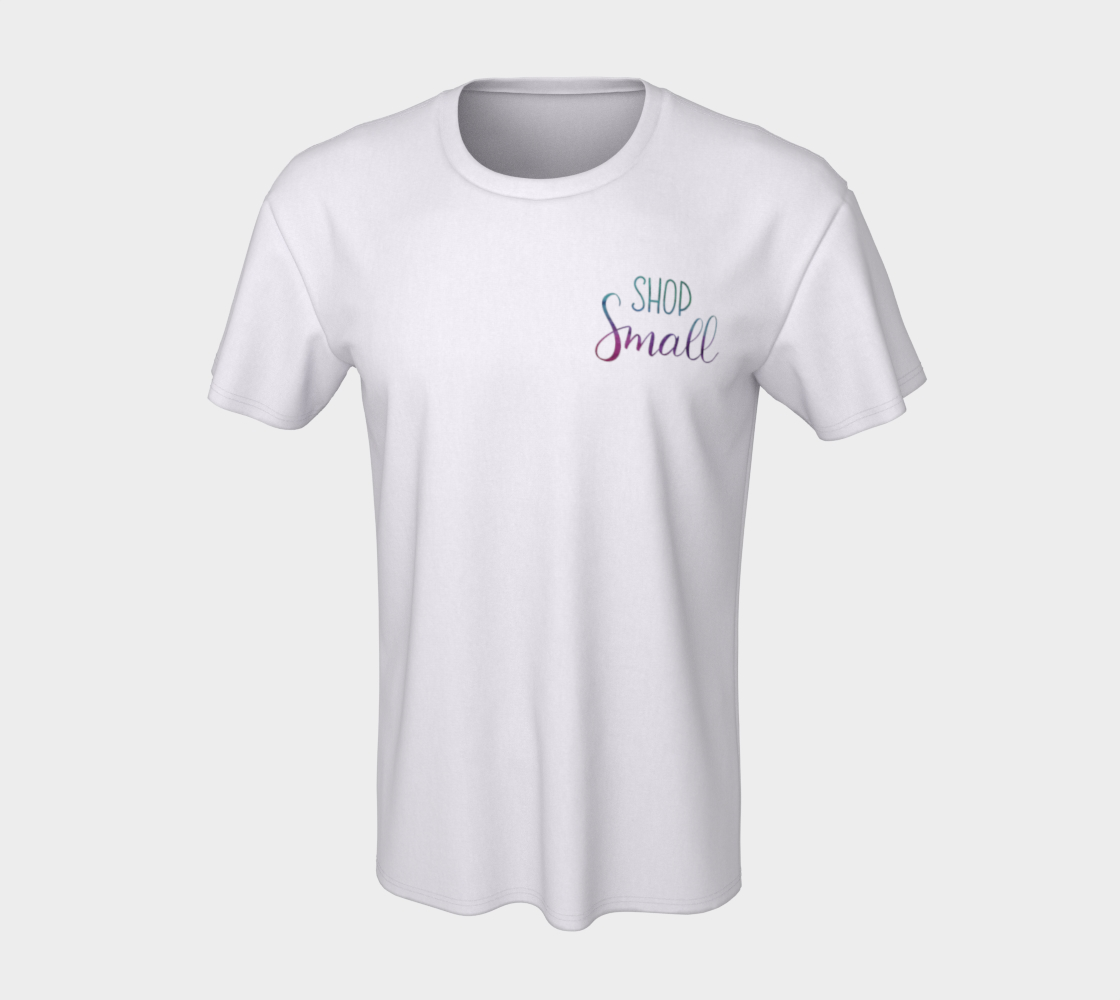 Shop Small - white unisex tee with multicolour lettering preview #7