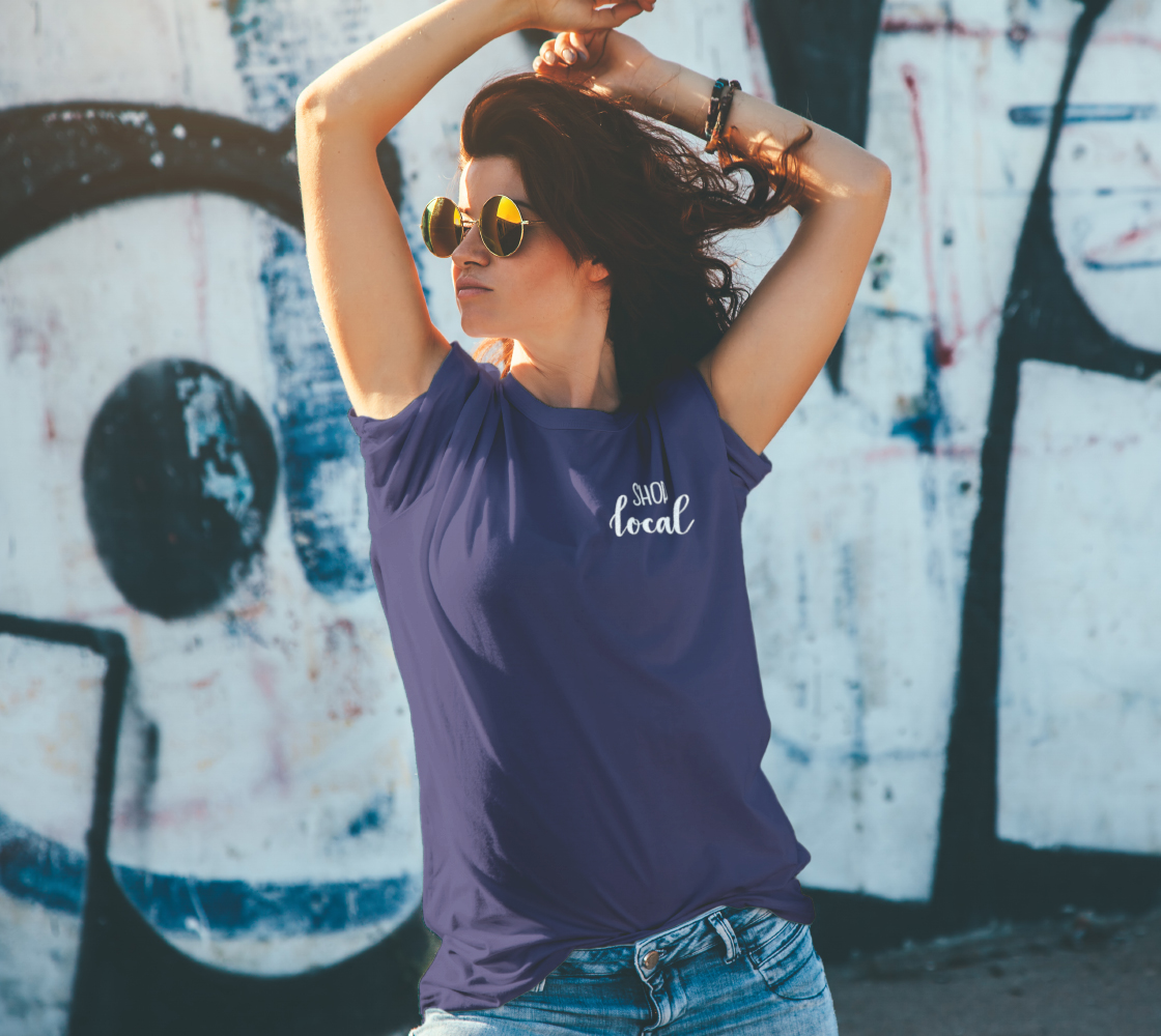 Shop Local - dark unisex tee, white lettering (sample: navy) preview #4