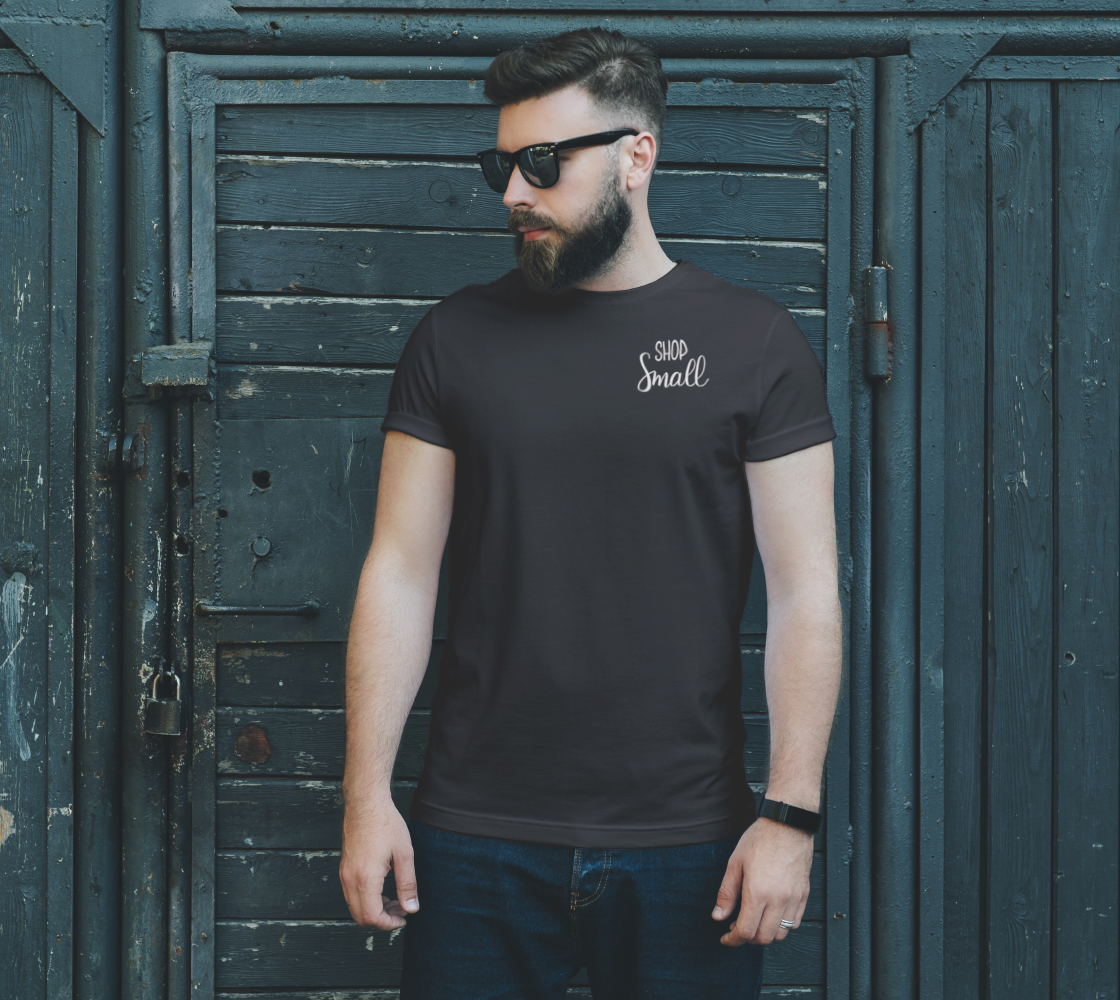 Shop Small - dark unisex tee, white lettering (sample: grey) preview #2