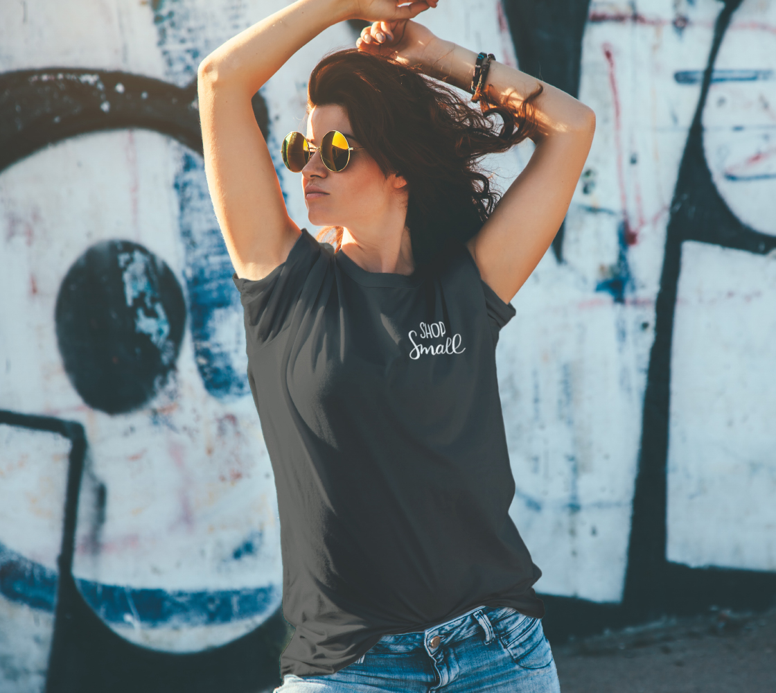 Shop Small - dark unisex tee, white lettering (sample: grey) preview #4