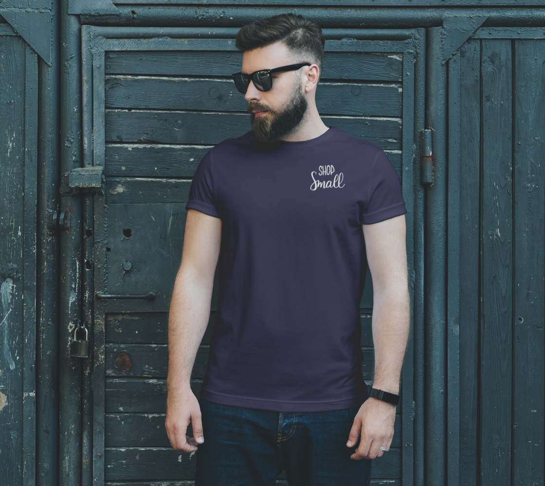 Shop Small - dark unisex tee, white lettering (sample: navy) preview #2