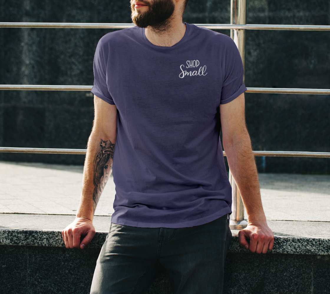 Shop Small - dark unisex tee, white lettering (sample: navy) preview #3