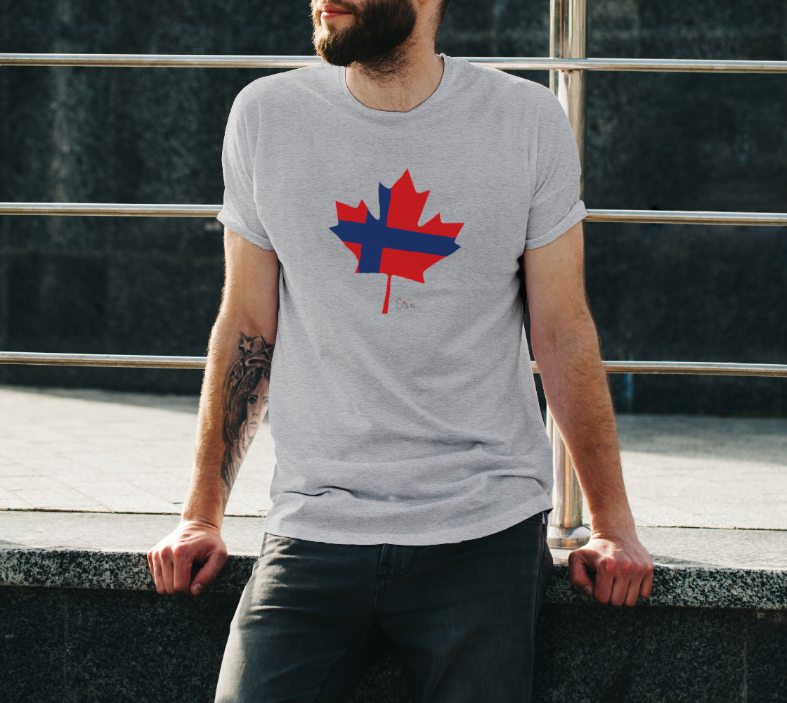 Finnish Flag on Maple Leaf Unisex Tee preview #3