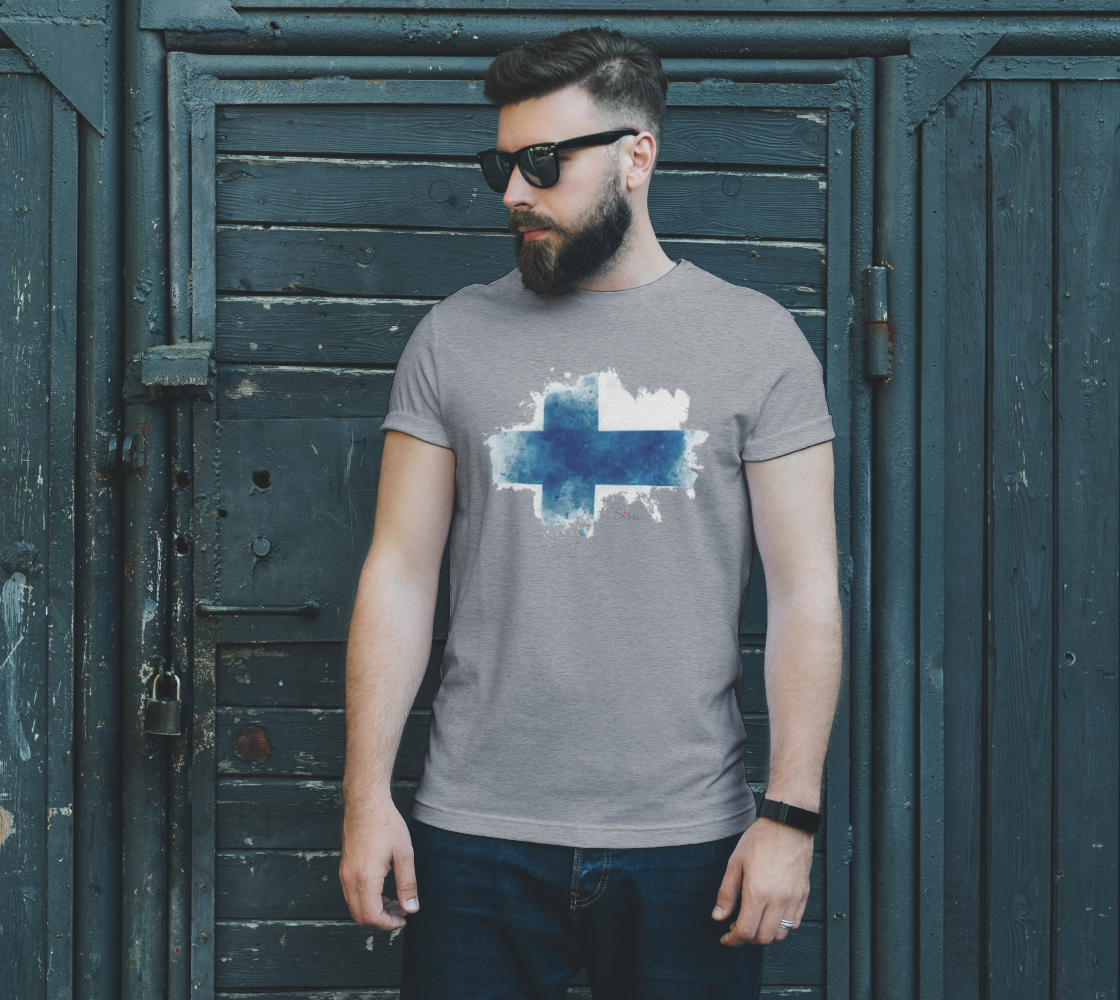 Finnish Flag Grunge Unisex Tee preview #2