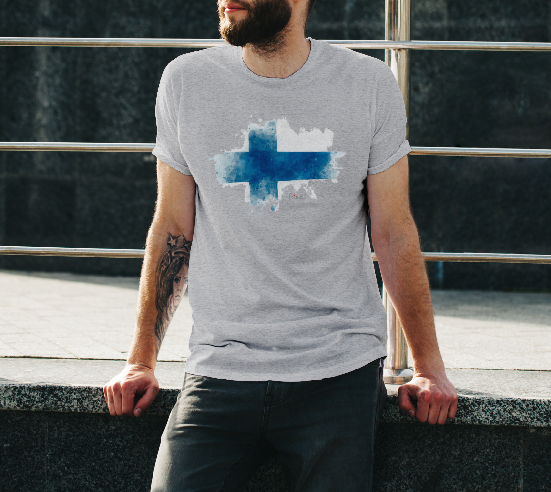 Finnish Flag Grunge Unisex Tee preview #3