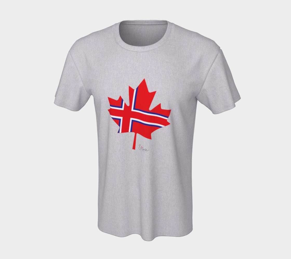 Icelandic Flag on Maple Leaf Unisex Tee preview #7