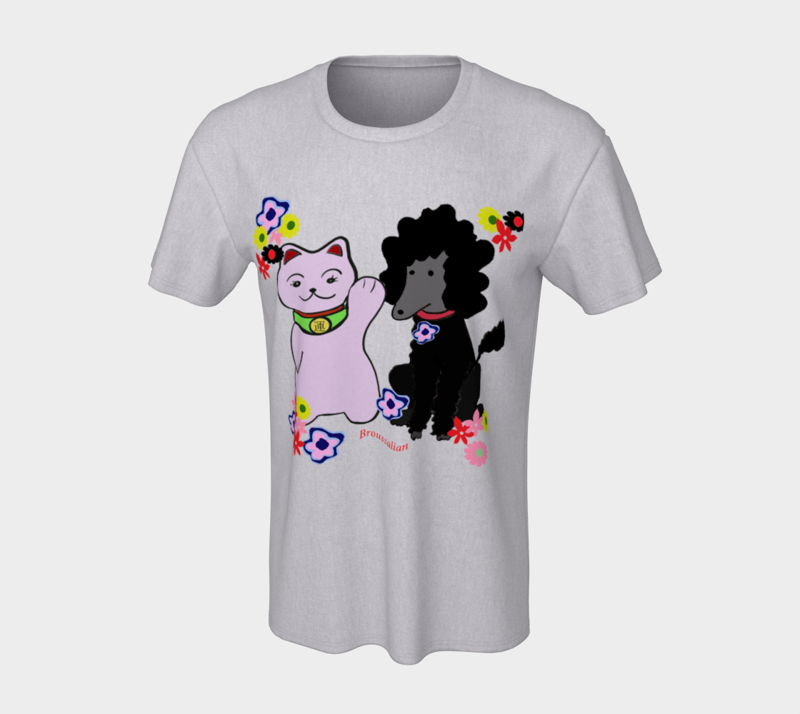Black Poodle Lucky Tee with Maneki Neko preview #7