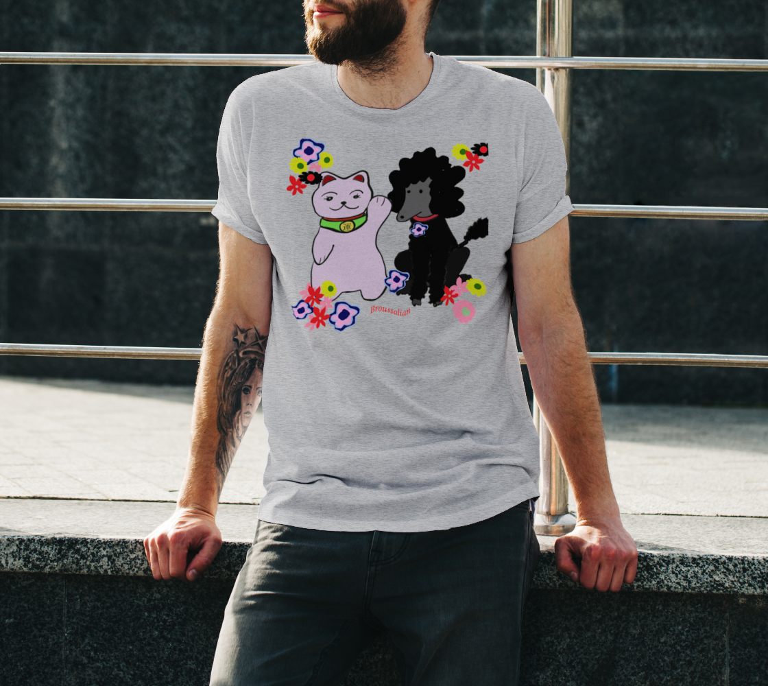 Black Poodle Lucky Tee with Maneki Neko preview #3