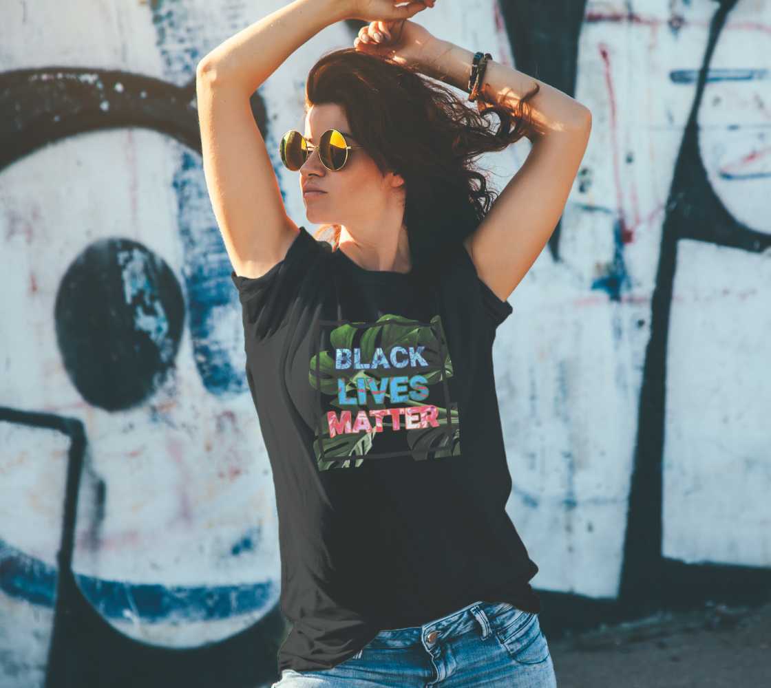 Aperçu de Black Lives Matter Tropical Tee Black #4