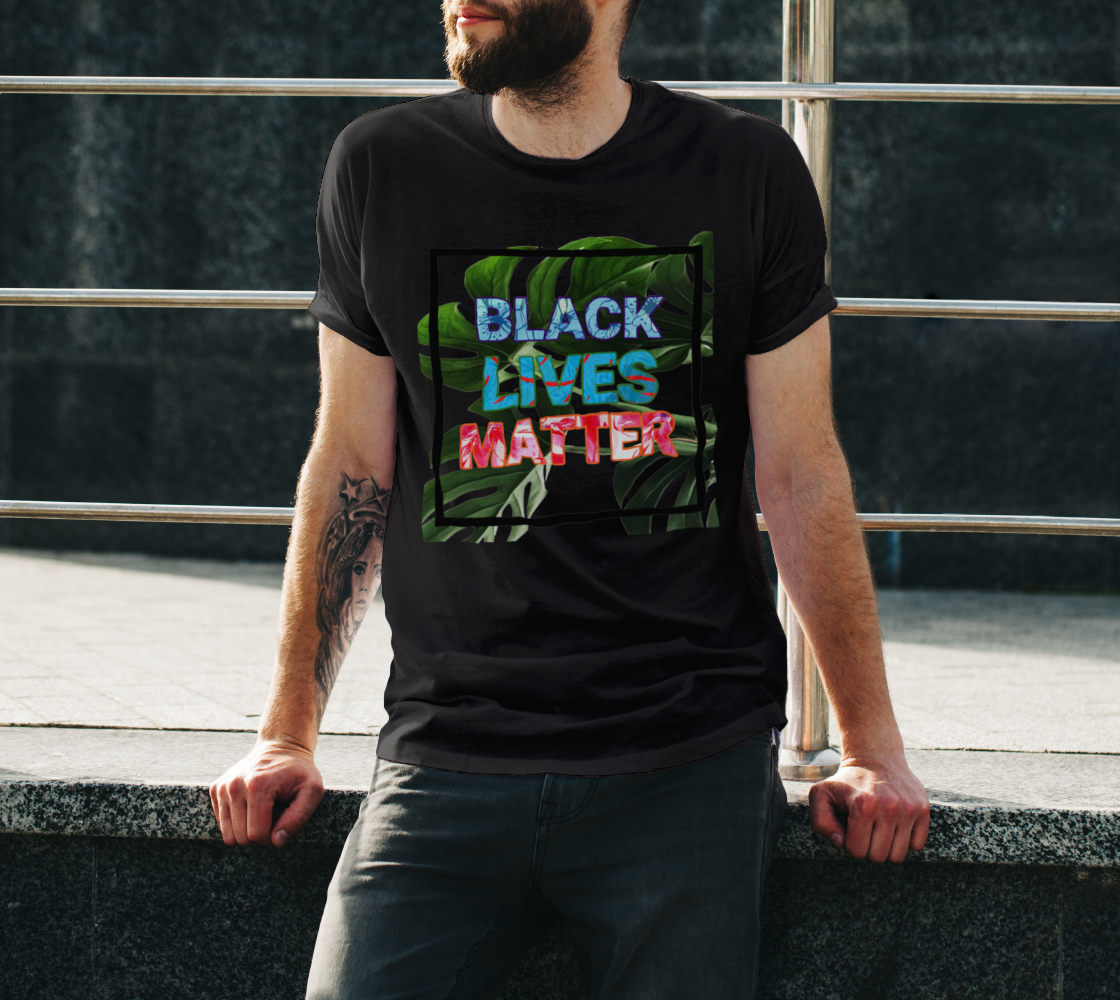 Black Lives Matter Tropical Tee Black Miniature #4