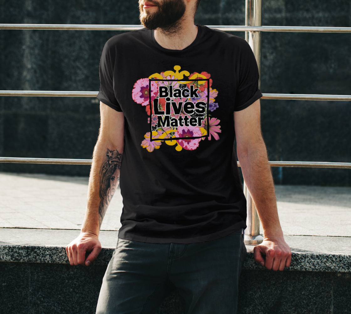 Aperçu de Black Lives Matter Floral Tee Black #3