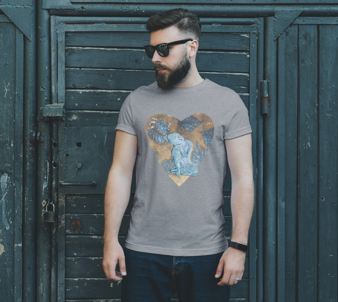 Blue Buddha & Leaf Heart Unisex T preview #2