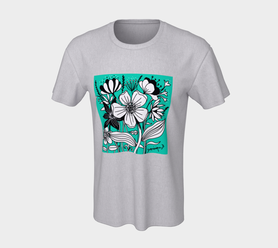 T-shirt floral sur turquoise  preview #7