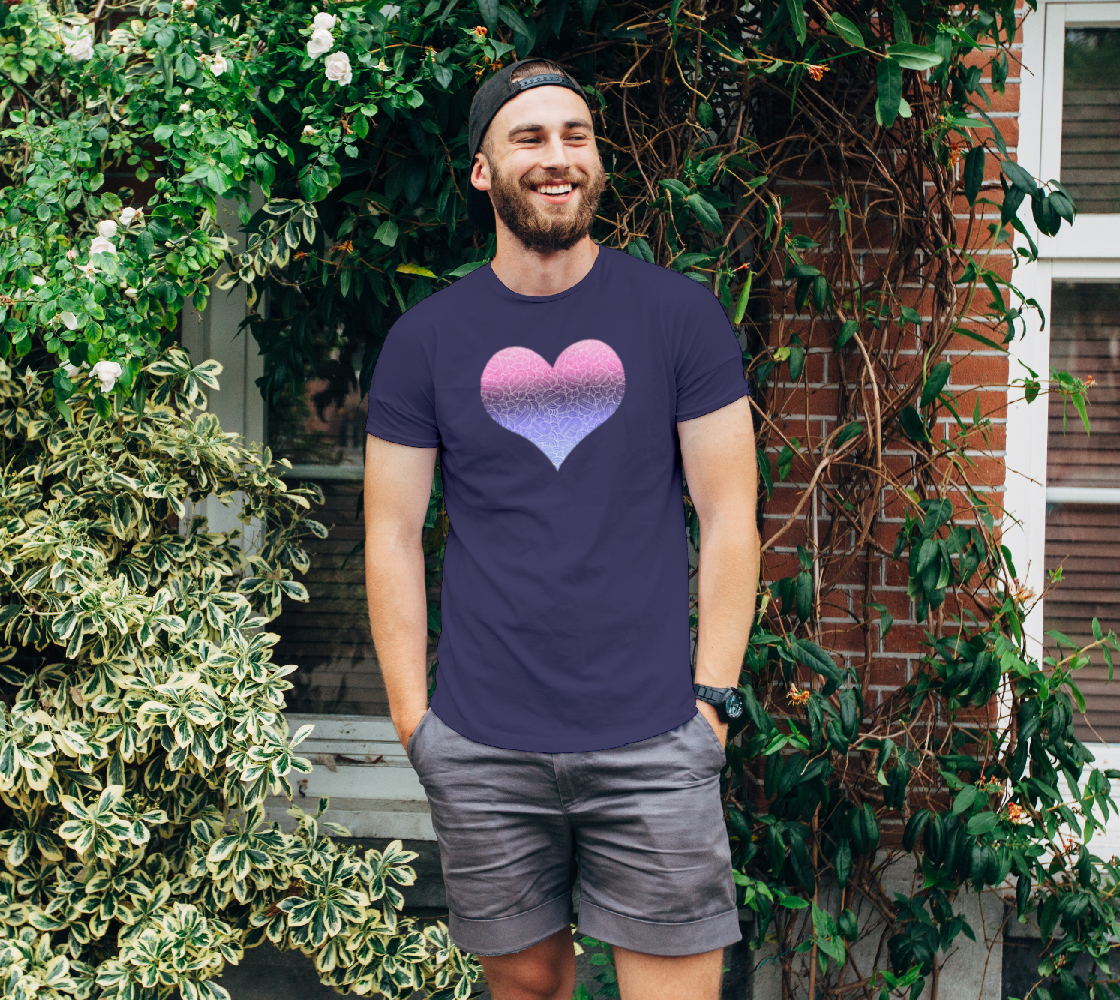 Ombré omnisexual flag and white swirls doodles heart Unisex T-Shirt preview