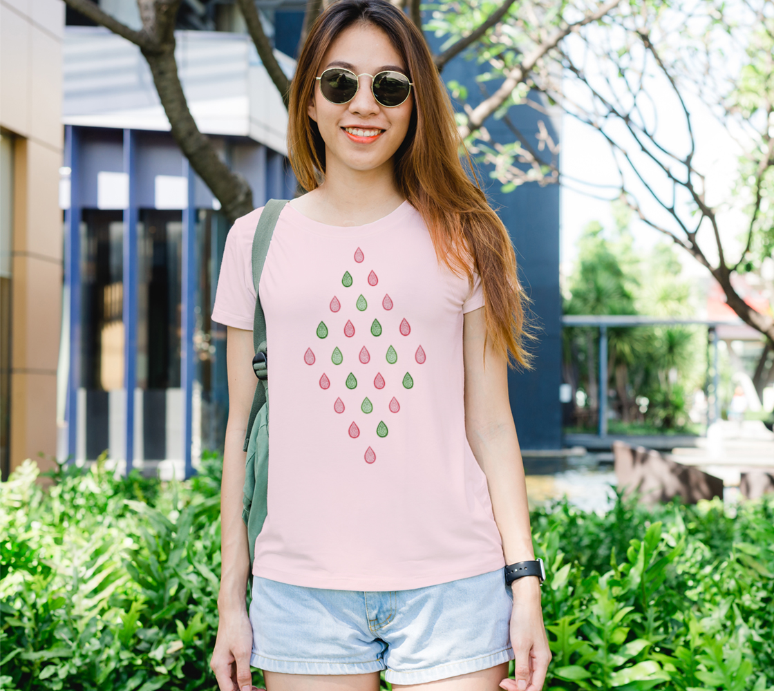 Pink and green raindrops Women's Tee preview #1