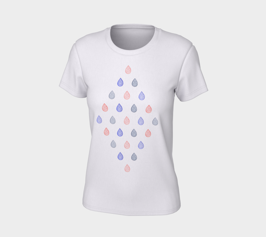 Rose quartz, lilac grey and serenity blue raindrops Women's Tee preview #7