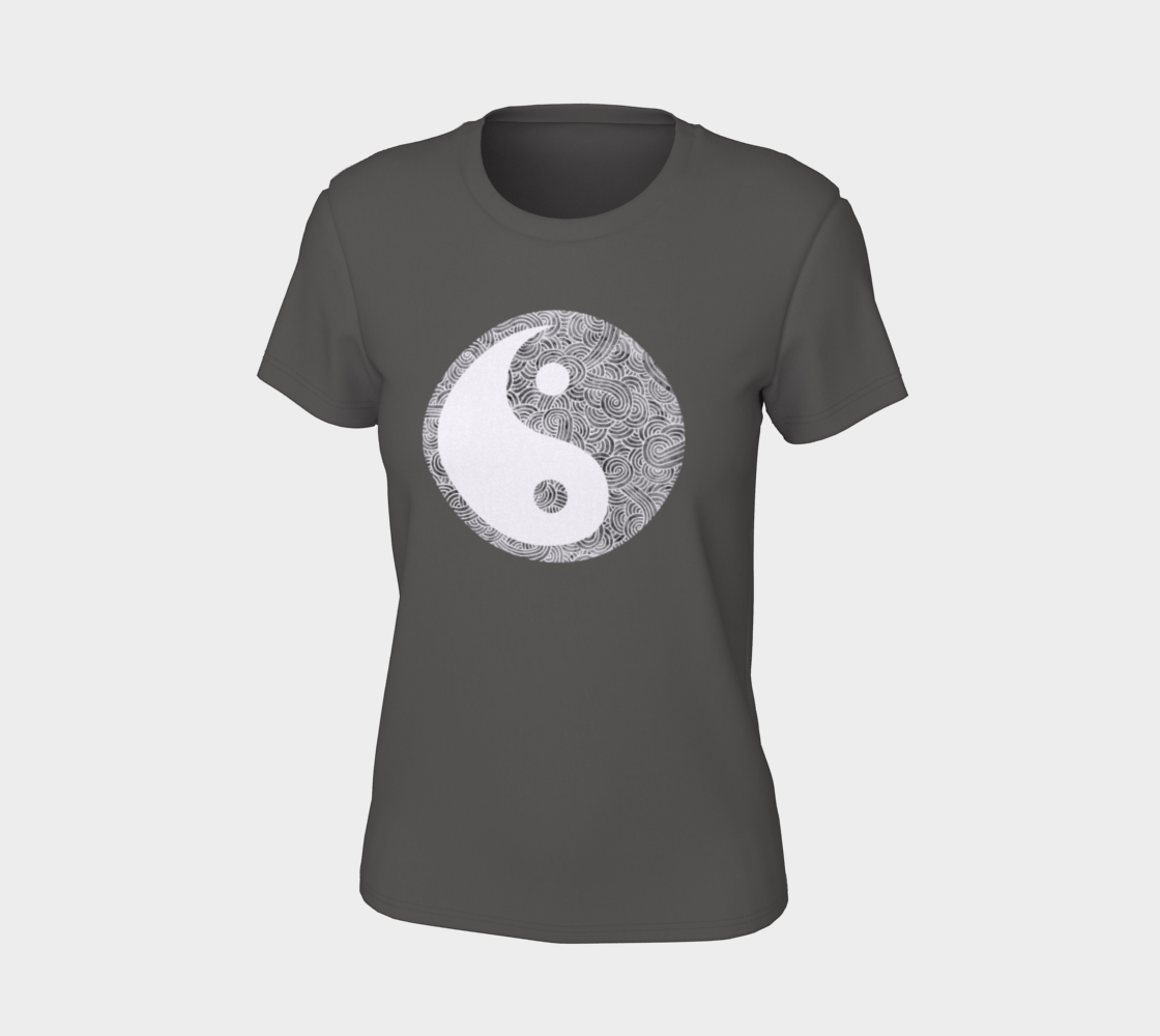 Grey and white swirls doodles Yin Yang Women's Tee preview #7