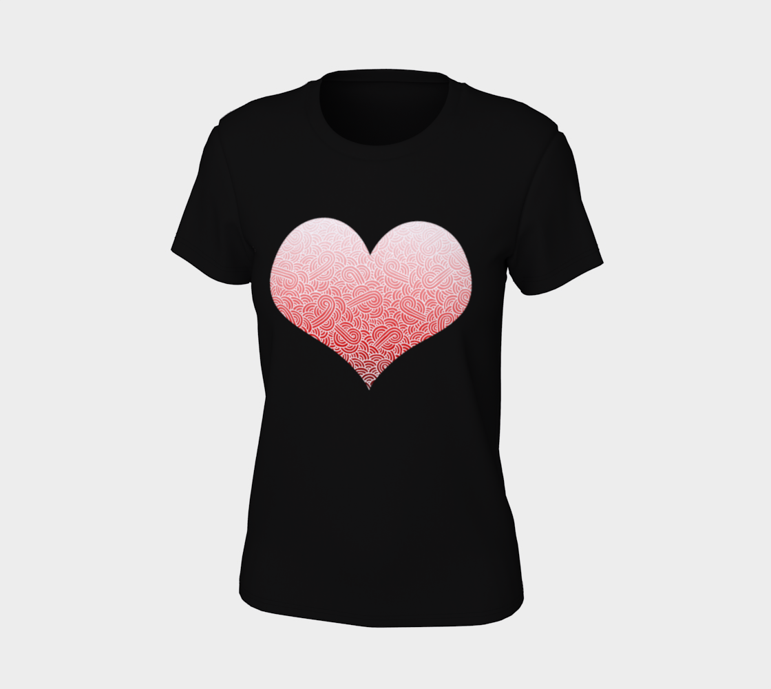Ombré red and white swirls doodles heart Women's Tee preview #7