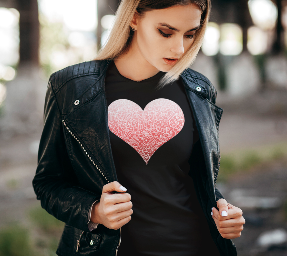 Ombré red and white swirls doodles heart Women's Tee preview #2