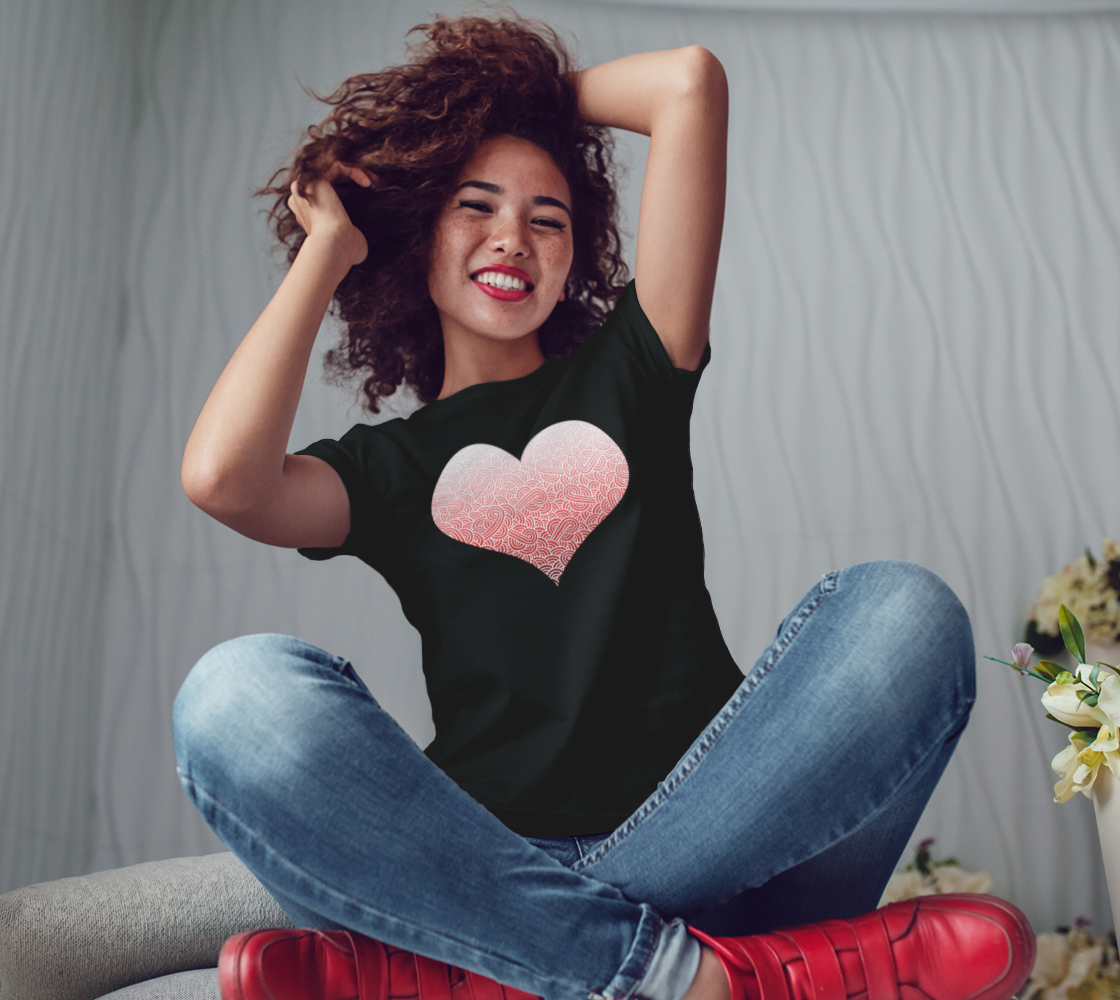 Ombré red and white swirls doodles heart Women's Tee preview #3