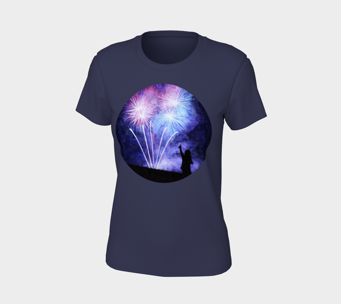 Blue and pink fireworks Women's Tee preview #7