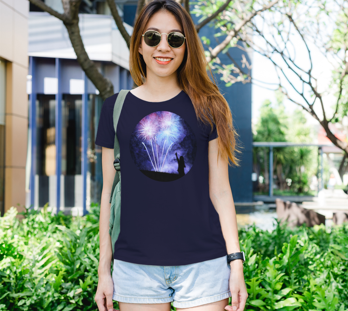 Blue and pink fireworks Women's Tee preview #1