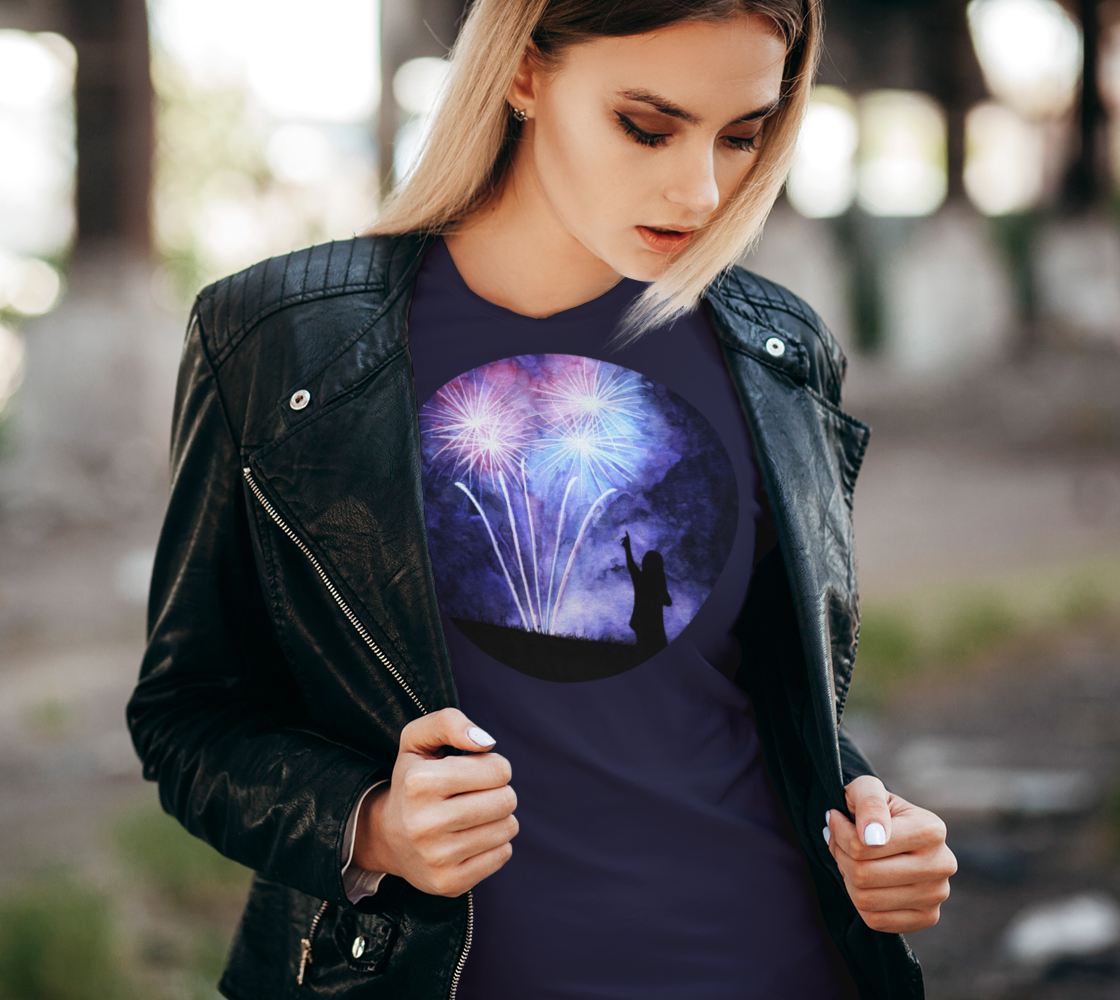 Blue and pink fireworks Women's Tee preview #2