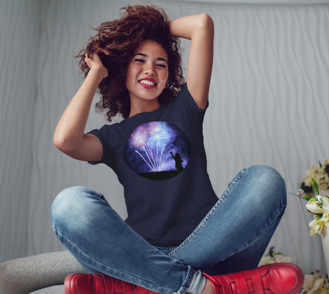 Blue and pink fireworks Women's Tee preview #3