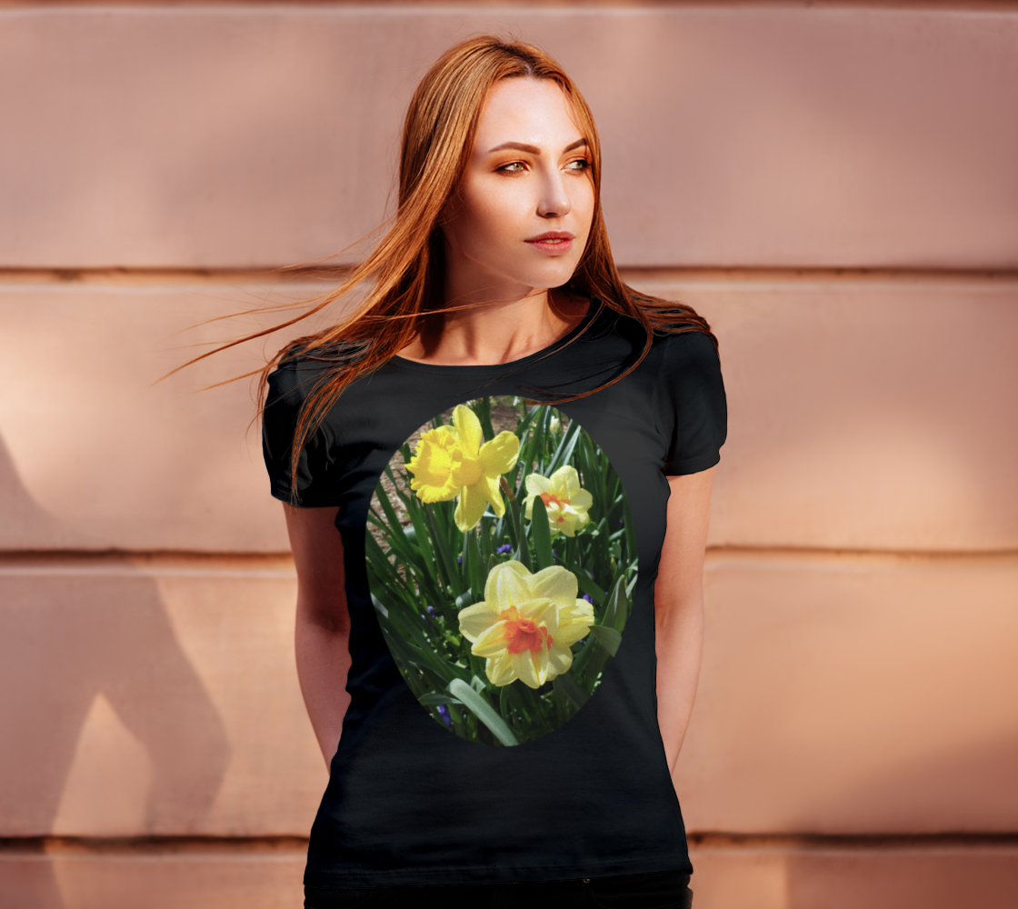 Yellow Daffodil Flower Womens Tee preview #4