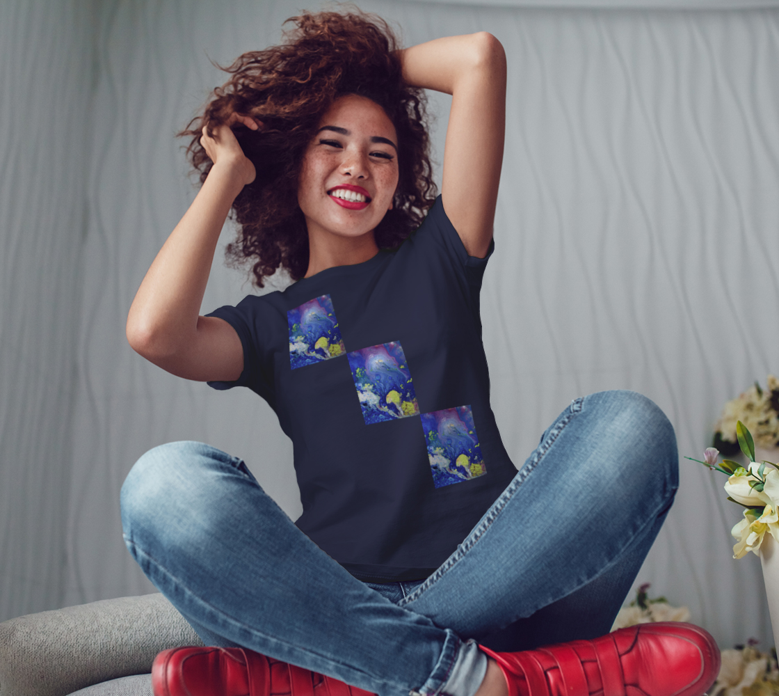 Aperçu de Blue Magic Flowers Bella Tshirt #3