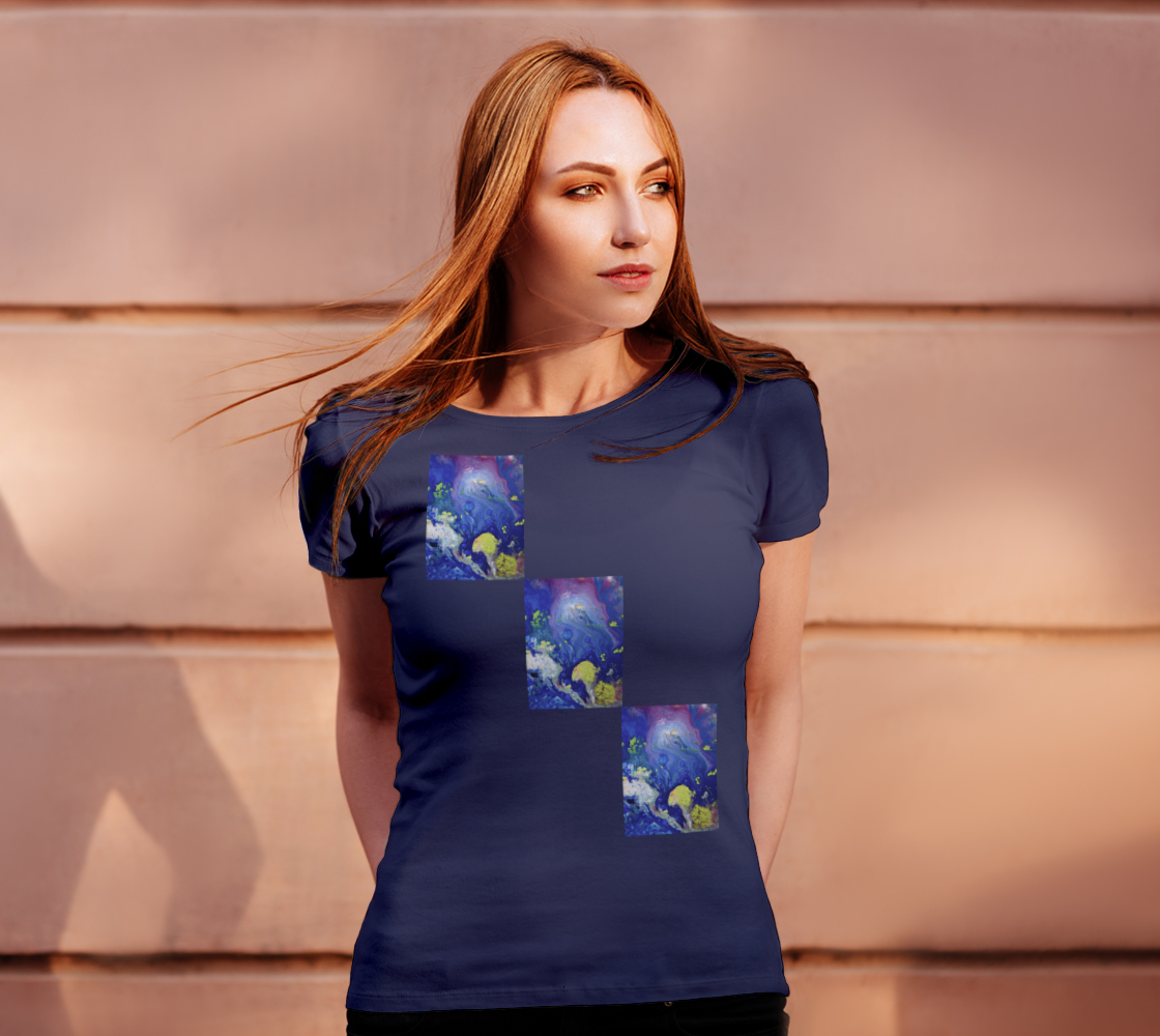 Aperçu de Blue Magic Flowers Bella Tshirt #4