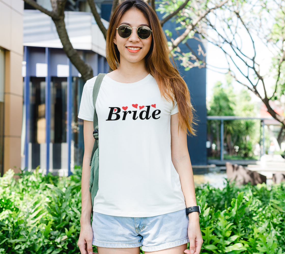 Aperçu de Bride with Red Hearts, Black Font Women's T-Shirt