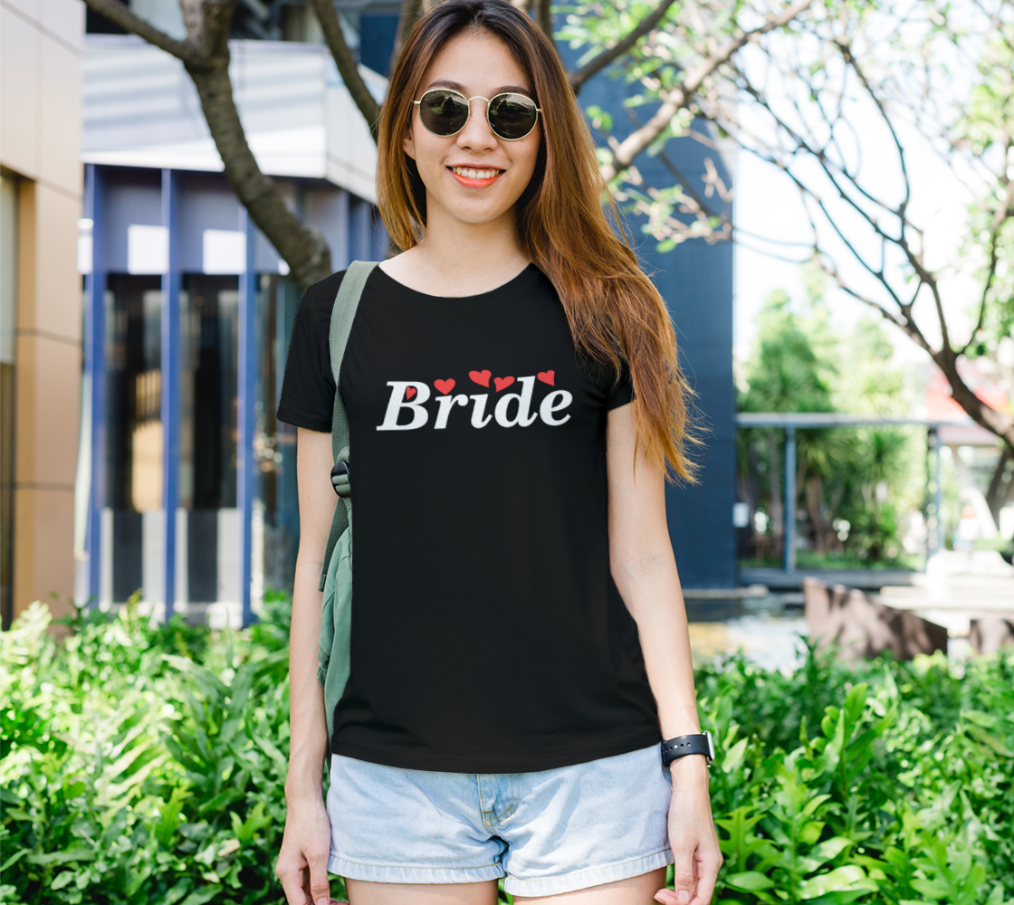 Aperçu de Bride with Red Hearts, White Font Women's T-Shirt