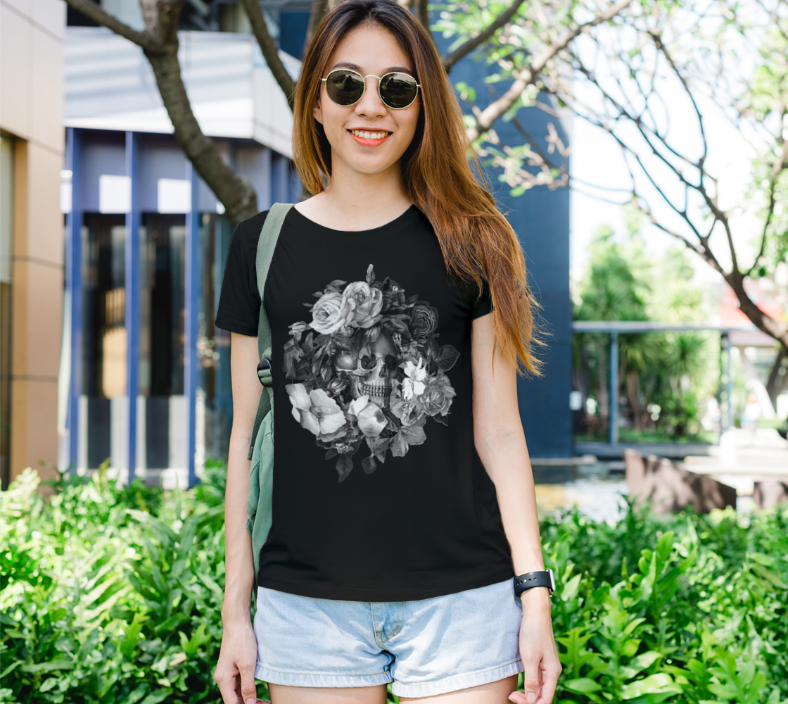Skull Floral Memento Ladies T-Shirt preview