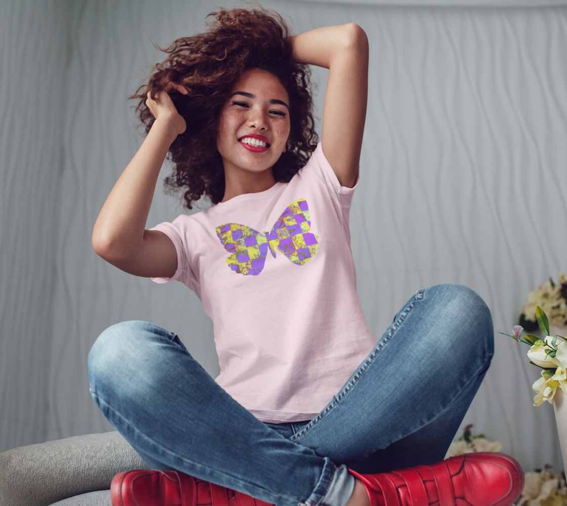 Butterfly in Yellow and Purple Womens Tee preview #3