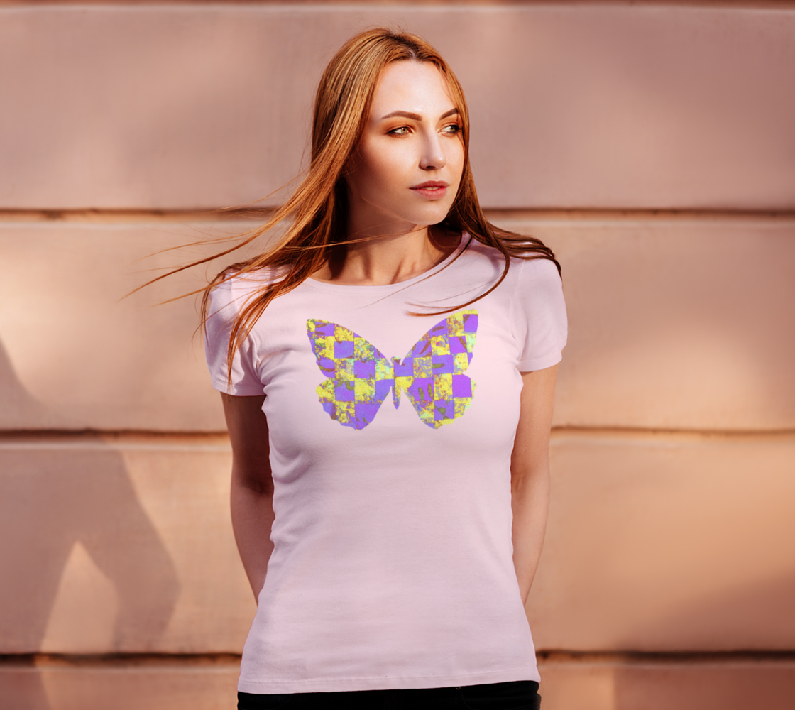 Butterfly in Yellow and Purple Womens Tee preview #4