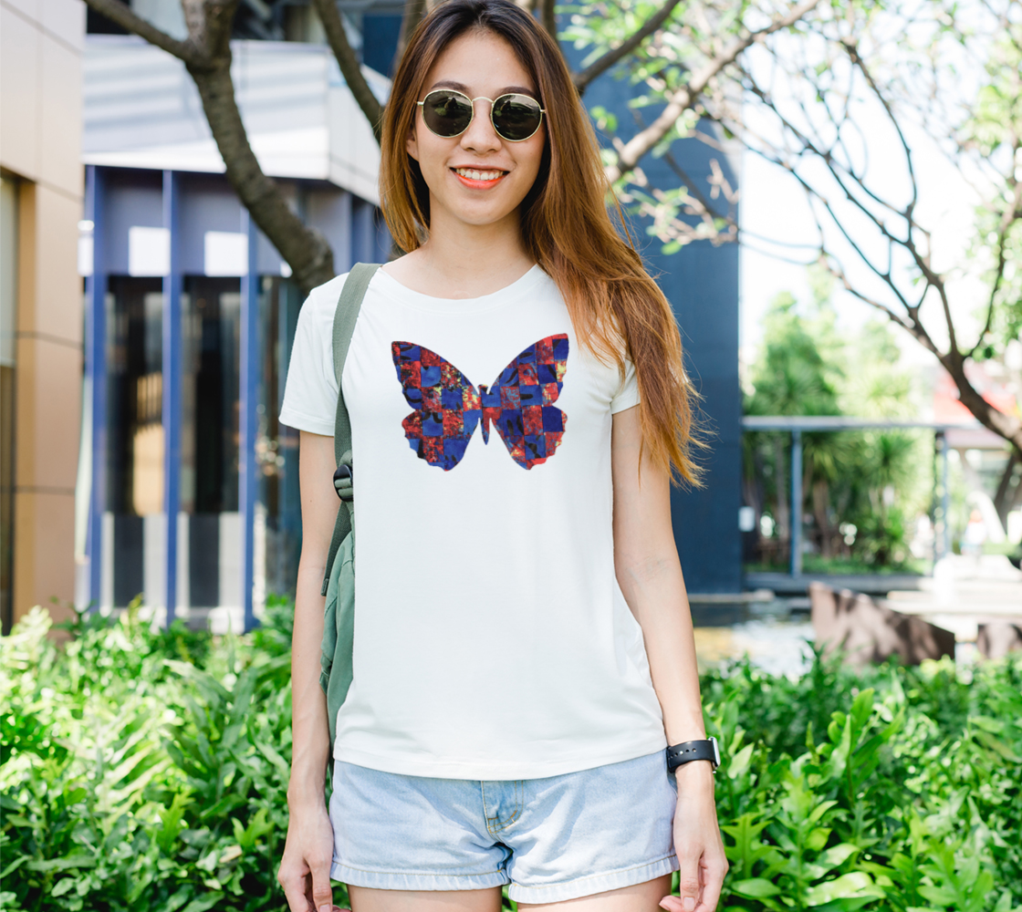 Butterfly in Red and Blue Womens Tee preview