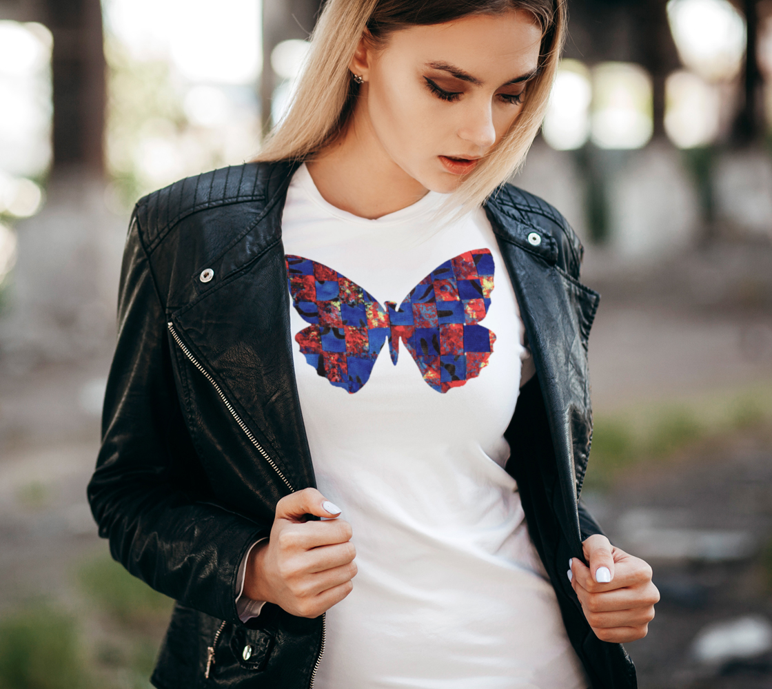 Butterfly in Red and Blue Womens Tee preview #2