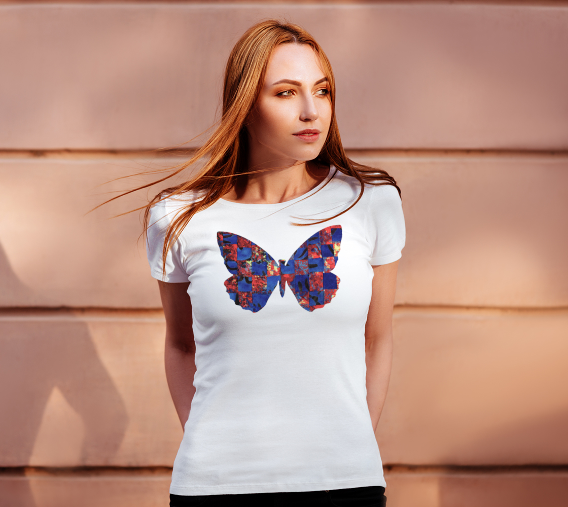 Butterfly in Red and Blue Womens Tee preview #4