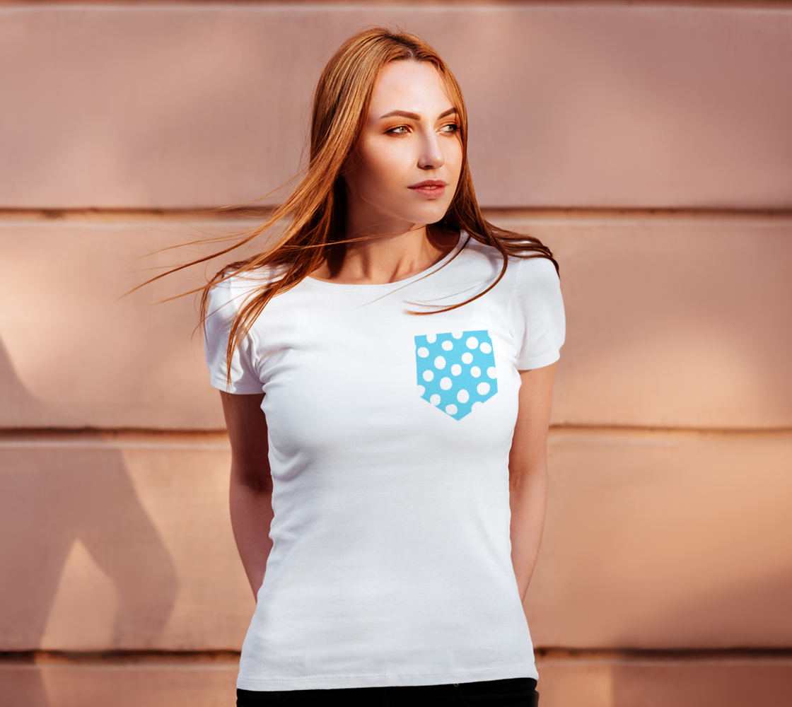 Aperçu de All About the Dots Pocket Women's Tee - Blue #4