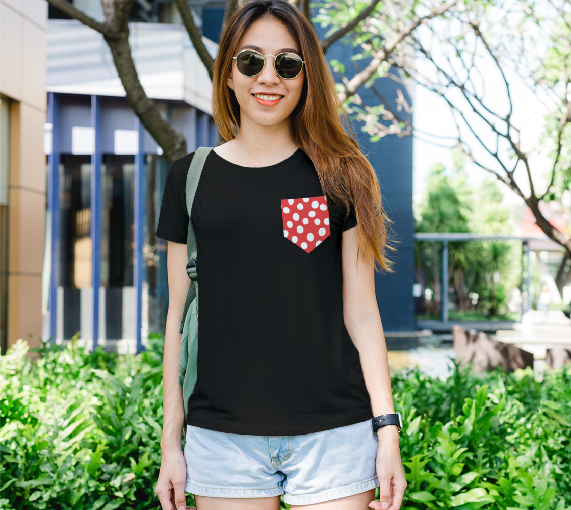 Aperçu de All About the Dots Pocket Women's Tee - Red #1