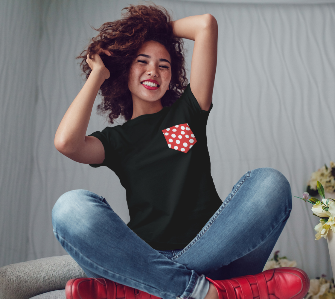 All About the Dots Pocket Women's Tee - Red Miniature #4