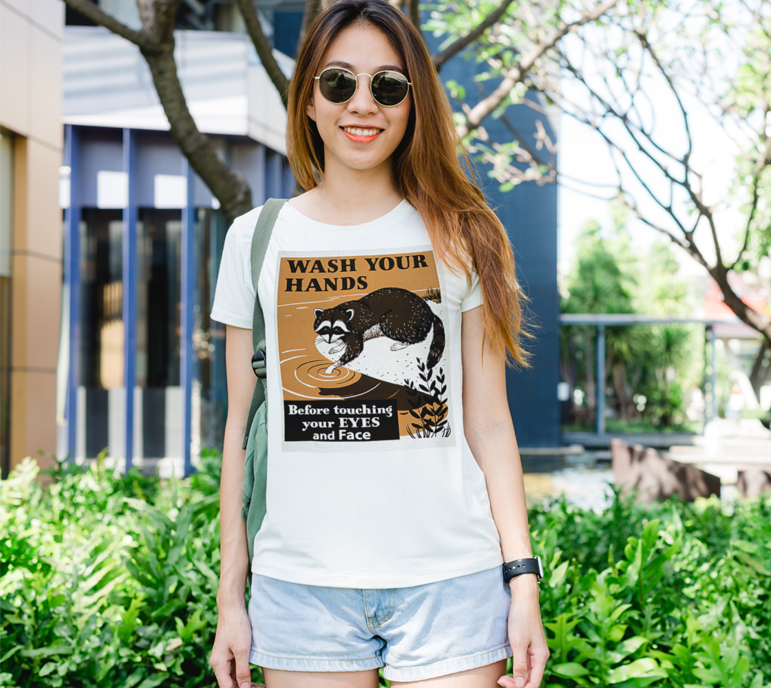 Vintage Wash Your Hands Raccoon, Virus Free Women's Tee, AOWSGD  preview