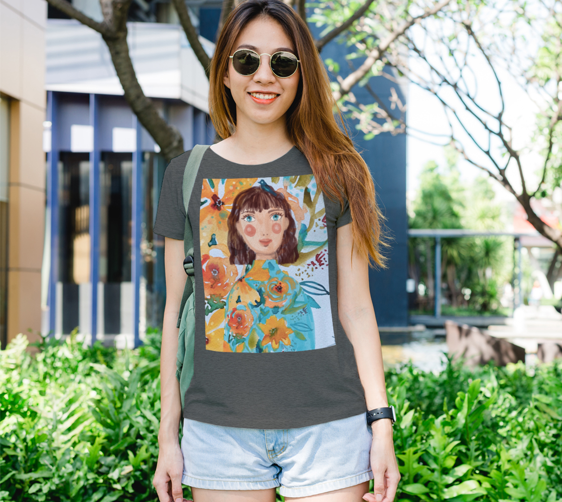 T-shirt femme fille à l’oiseau bleu preview #1
