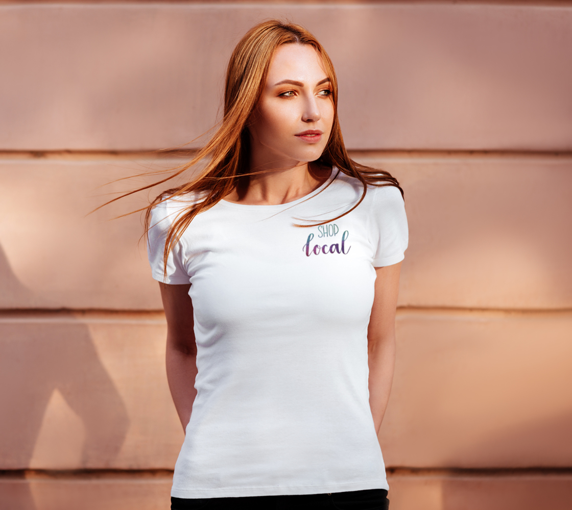 Shop Local - white tee, multicolour lettering preview #4