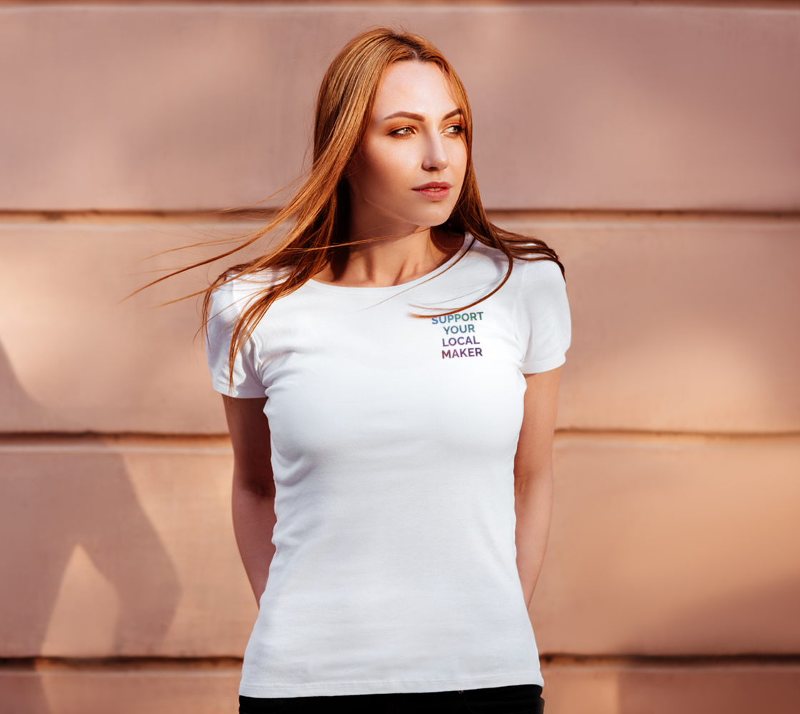 Support Your Local Maker - white tee, multicolour text preview #4