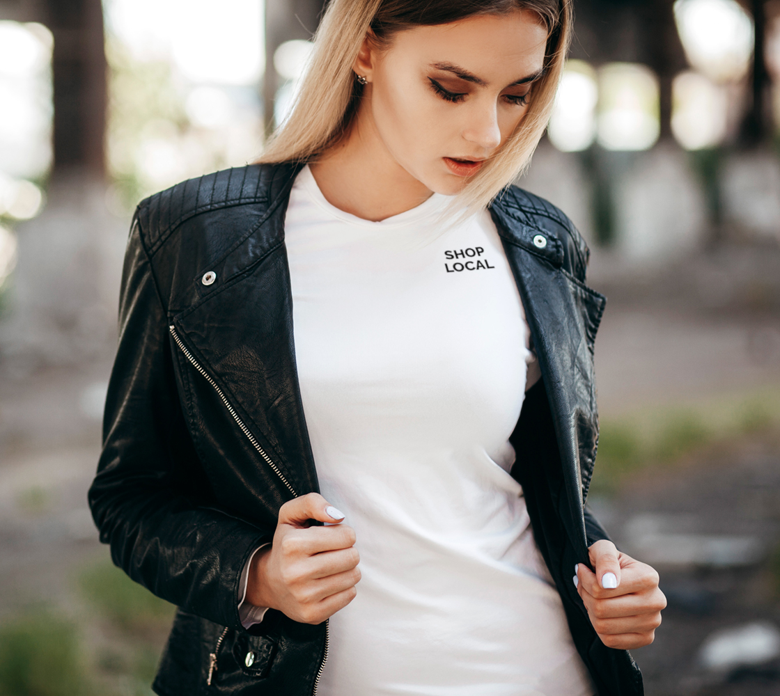Shop Local - light tee, black text preview #2
