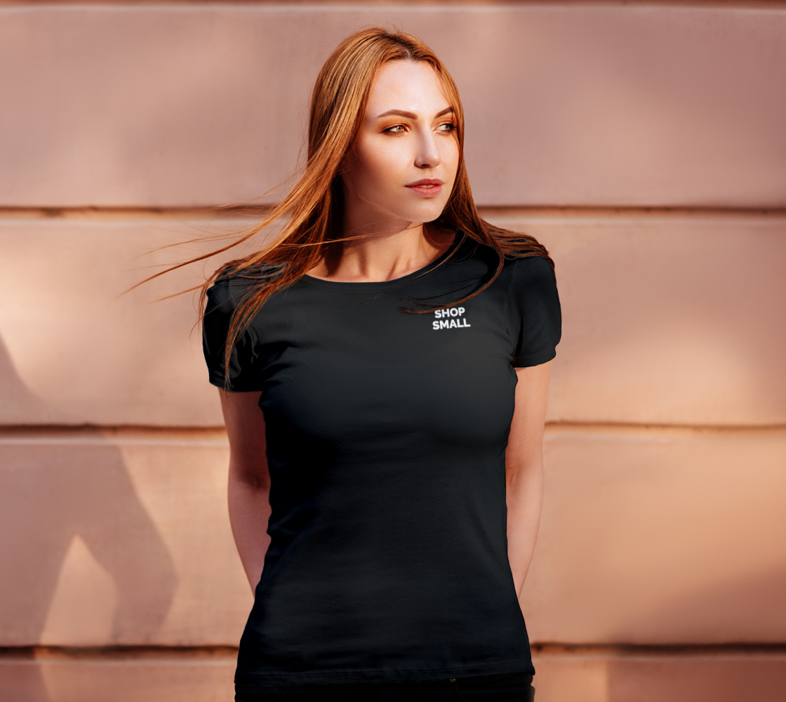 Shop Small - dark tee, white text preview #4