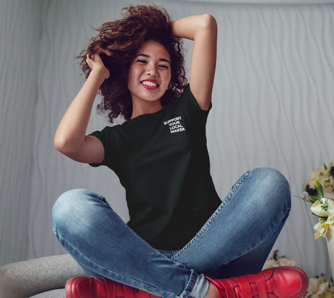 Support Your Local Maker - dark tee, white text preview #3