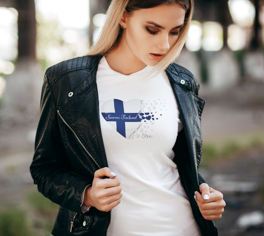 Finnish Flag Hearts Suomi Finland Women's Tee preview #2